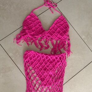 Pink Crochet Bikini Set